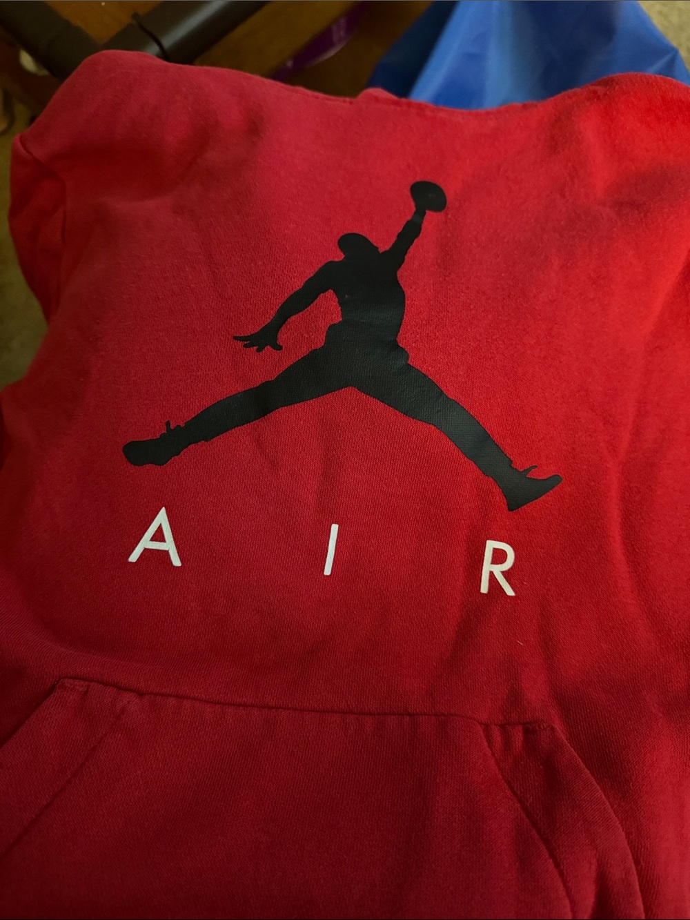 Nike Red Hoodie with Black Jumpman and White AIR (L 12-13 years)